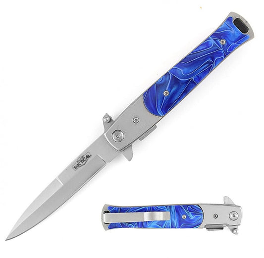 9” Blue Murano Stiletto Pocket Knife